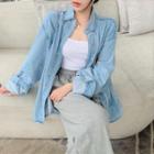 Long-sleeve Denim Shirt / Tank Top / Wide-leg Pants