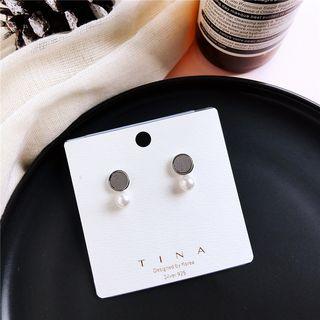 Disc & Faux Pearl Earring As Shown In Figure - One Size