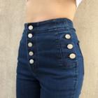 Button-side High-waist Skinny Jeans