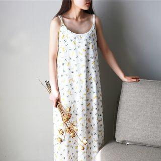 Spaghetti Strap Butterfly Jacquard Midi Dress Pattern - White - One Size