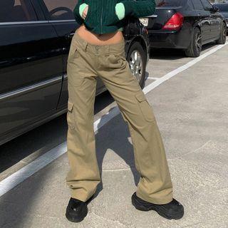 Plain Low Waist Cargo Pants