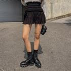Crinkled Smocked Miniskirt