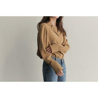 Notched-lapel Pintuck-back Blouse
