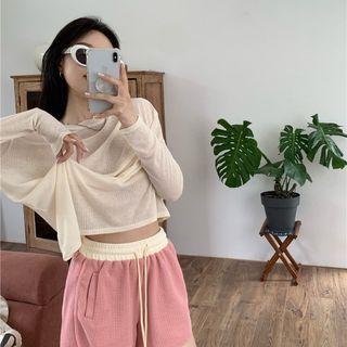 Long-sleeve Plain T-shirt / Sweatshorts