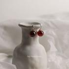 Garnet Bead Dangle Earring 1 Pair - Silver & Red - One Size