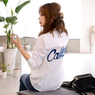Lettering-embroidered Pocket-front Shirt