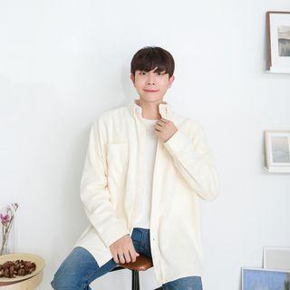 Dual-pocket Boxy Fleece Shirt