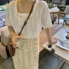Square-neck Eyelet Lace Blouse Ivory - One Size