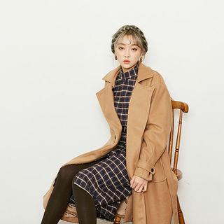 Wool Blend Long Trench Coat
