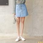 Button-front A-line Denim Mini Skirt