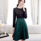 Set: Long-sleeve Top + A-line Skirt