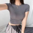 Round-neck / U-neck Crop T-shirt In 7 Colors