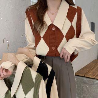 Argyle Mock Two-piece Shirt