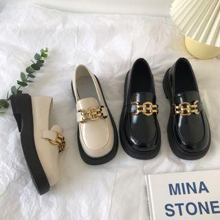 Metal Accent Platform Loafers
