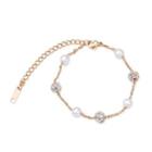 Simple And Fashion Plated Rose Gold Geometric Round Pearl 316l Stainless Steel Bracelet With Cubic Zirconia Rose Gold - One Size