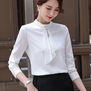 3/4-sleeve Blouse / Plaid Dress Pants / Mini Fitted Skirt