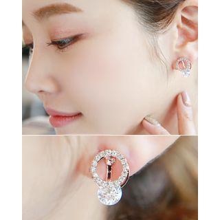 Hoop & Rhinestone Clip-on Earrings
