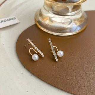 Sterling Silver Embellished Ear Stud 1 Pair - Gold - One Size