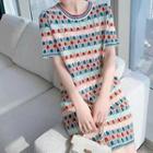 Short-sleeve Color Block Knit T-shirt Dress