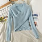 Cutout-front Wrapped Knit Top