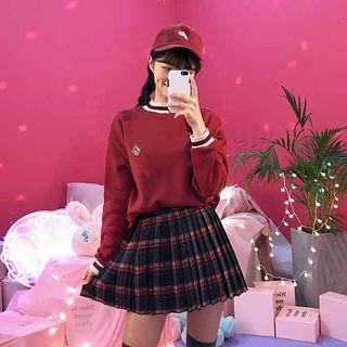 Accordion-pleated Plaid Mini Skirt