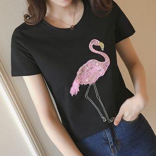 Flmingo Sequined Short Sleeve T-shirt