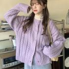 Oversize Linen Flower Sweater Cardigan