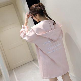 Hooded Open Front Jacket / Printed Long-sleeve T-shirt