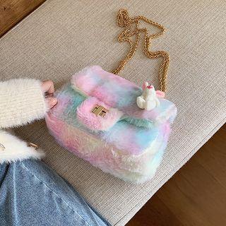 Rabbit Charm Furry Crossbody Bag