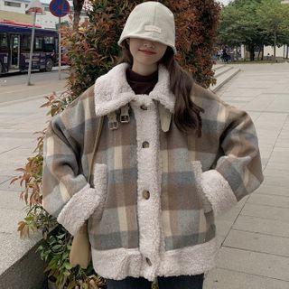 Plaid Single-breasted Jacket / Midi Coat