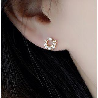 S925 Silver Rhinestone Stud Earring 1 Pair - One Size