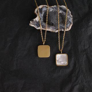 Shell Square Pendant Necklace 1 Pc - Shell Square Pendant Necklace - One Size