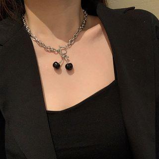 Cherry Necklace Silver & Black - One Size