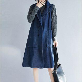 Double-breasted Midi Denim Vest