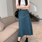 Denim Midi A-line Skirt / Miniskirt