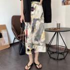 All Over Print Midi Skirt As Shown In Figure - One Size
