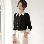 Tall Size Contrast-collar Blouse