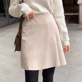 Slit Faux-suede Skirt