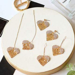 Rhinestone Heart Dangle Earring (various Designs)