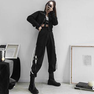 Reflective Tie-accent Cargo Jogger Pants