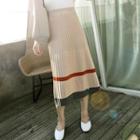 Mini A-line Pleated Knit Skirt