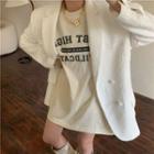 Plain Long-sleeve Blazer / Lettering Short-sleeve T-shirt