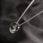 Hoop & Disc Pendant Stainless Steel Necklace Ring - Silver - One Size