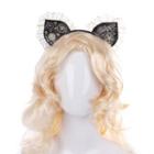 Cat Ear Alloy Gear Lace Headband Black - One Size