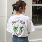 Tree Embroidered Short-sleeve T-shirt