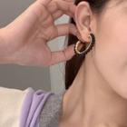 Wooden Bead Half Hoop Earring