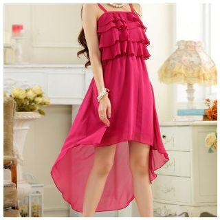 Ruffle Trim Dip Back Cocktail Dress