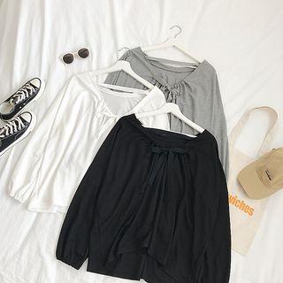 Tie-back Long-sleeve Plain Top