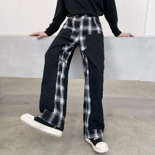Gingham Panel Cargo Pants