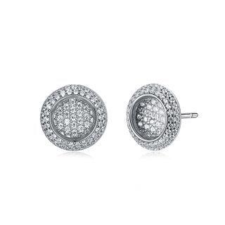 925 Sterling Silver Sparkling Luxury Elegant Noble Sun Flower Round Brilliant Earrings With Cubic Zircon Silver - One Size